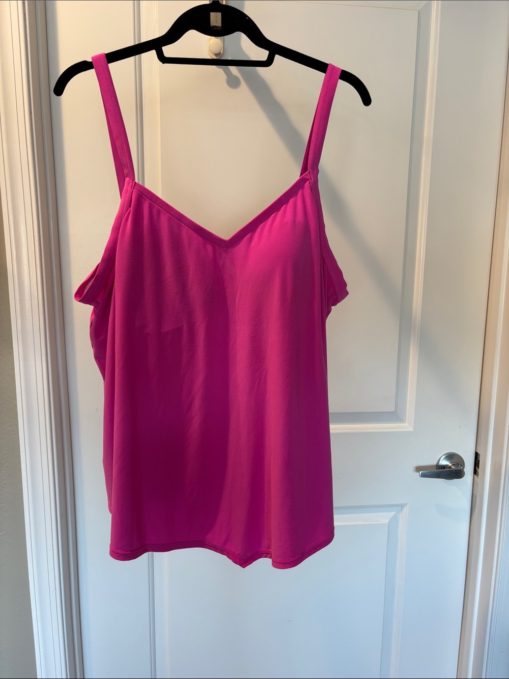 Hot pink  V-Neck Spaghetti Strap Tankini Top